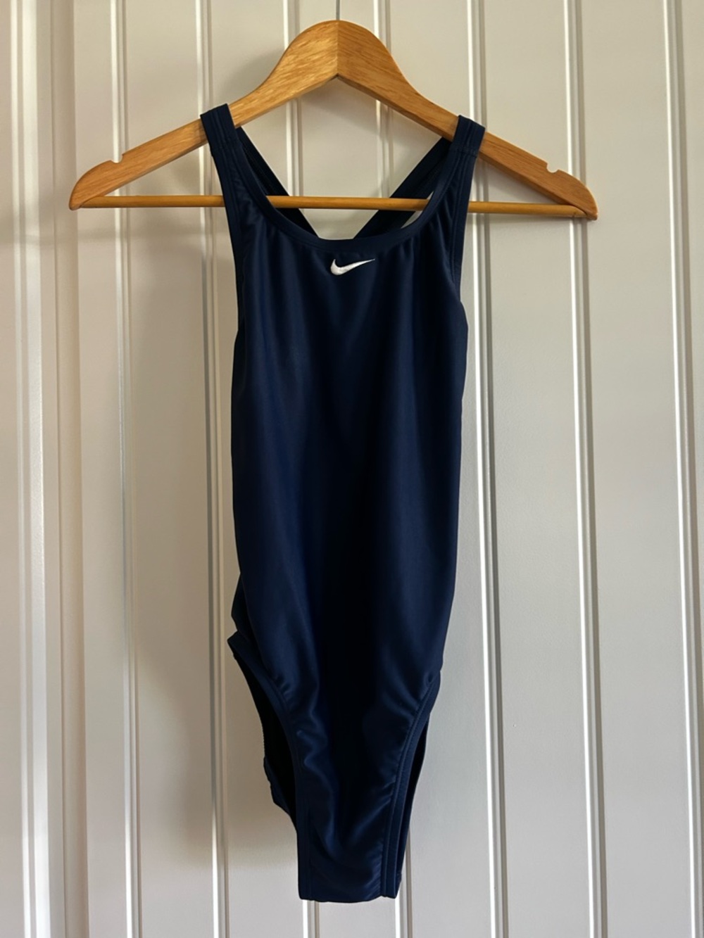 Nike logo navy blue women’s once piece swimsuit 
Size 4